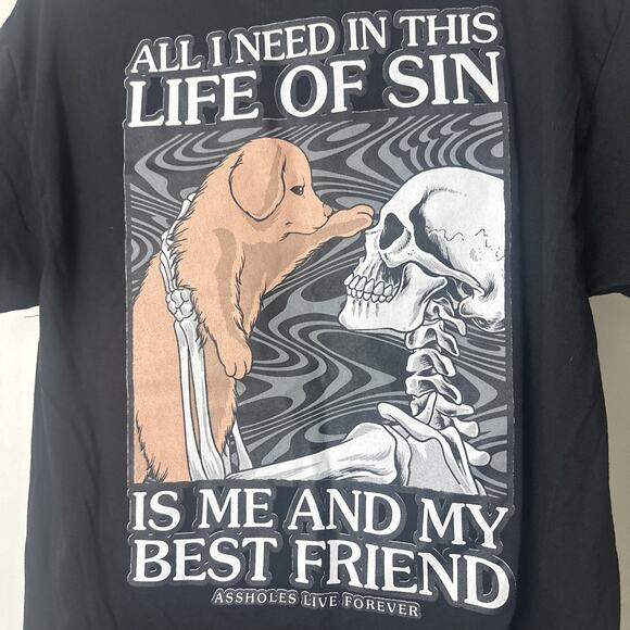 Assholes*s Live Forever Shirt Mens Medium Black Best Friend Graphic Tee - Picture 2 of 5